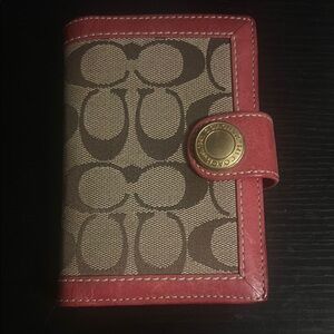 Coach Red and Brown Signature Wallet